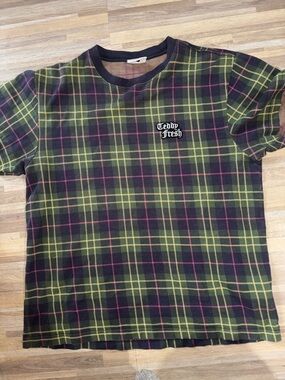 Teddy Fresh 🧸Black Green Plaid Short Sleeve Tee